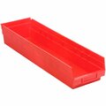Global Industrial Plastic Nesting Storage Shelf Bin 6-5/8inW x 23-5/8inD x 4inH Red 184842RD